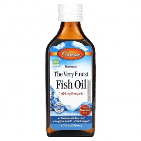Carlson, Norwegian, The Very Finest Fish Oil, Natural Mixed Berry, 1,600 mg, 6.7 fl oz (200 ml) в Москве - eco-herb.ru | фото