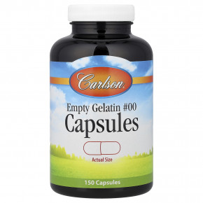 Carlson, Пустые желатиновые капсулы № 00, 150 капсул - описание | фото