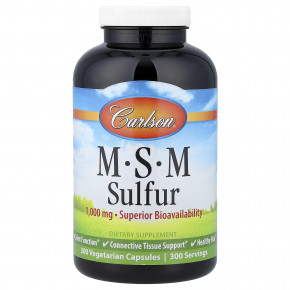Carlson, сера, МСМ, 300 вегетарианских капсул - описание | фото