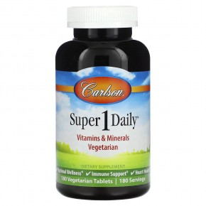 Carlson, Super 1 Daily, вегетарианская поливитаминная формула, 180 таблеток - описание