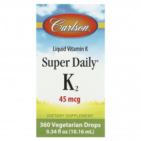 Carlson, Super Daily® K2, 45 мкг, 10,16 мл (0,34 жидк. Унции) - описание | фото