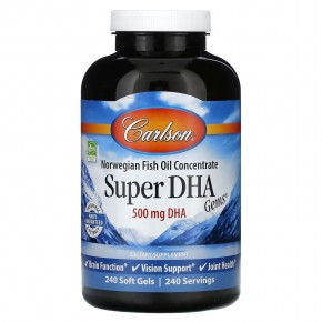 Carlson, Super DHA Gems, 500 mg, 240 Soft Gels в Москве - eco-herb.ru | фото