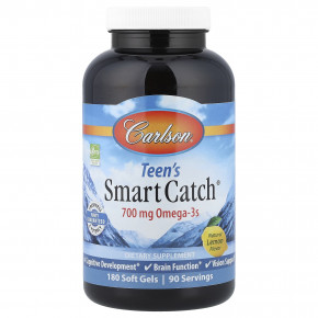 Carlson, Smart Catch® для подростков, натуральный лимонный вкус, 180 капсул - описание | фото