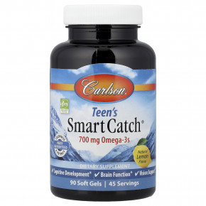 Carlson, Smart Catch® для подростков, натуральный лимонный вкус, 90 капсул - описание | фото