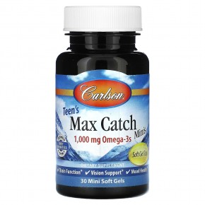 Carlson, Teen's Max Catch мини, 1000 мг, 30 мини-капсул (500 мг в 1 капсуле) в Москве - eco-herb.ru | фото