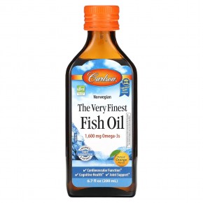 Carlson, The Very Finest Fish Oil, натуральный апельсин, 200 мл (6,7 жидк. Унции) в Москве - eco-herb.ru | фото
