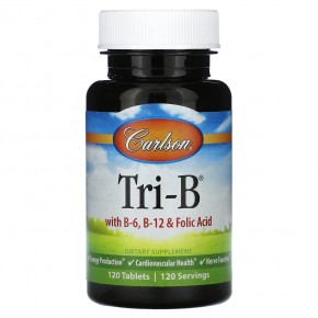 Carlson, Tri-B with B-6, B-12 & Folic Acid, 120 Tablets в Москве - eco-herb.ru | фото