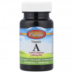 Carlson, витамин A, 3000 мкг RAE (10 000 МЕ), 100 капсул - подробнее Carlson, витамин A, 3000 мкг RAE (10 000 МЕ), 100 капсул - описание