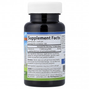 Carlson, витамин A, 7500 мкг RAE (25 000 МЕ), 100 мягких таблеток в Москве - eco-herb.ru | изображение Carlson, витамин A, 7500 мкг RAE (25 000 МЕ), 100 мягких таблеток в Москве - eco-herb.ru | фото
