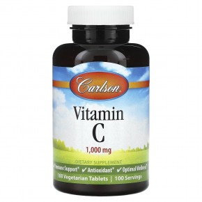 Carlson, Витамин C, 1000 мг, 100 вегетарианских таблеток в Москве - eco-herb.ru | фото