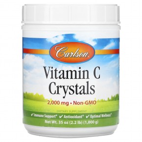 Carlson, Кристаллы витамина C, 2000 мг, 1000 г (2,2 фунта) в Москве - eco-herb.ru | фото