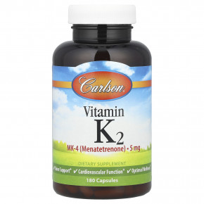 Carlson, витамин K2, 5 мг, 180 капсул в Москве - eco-herb.ru | фото