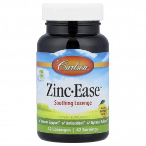Carlson, Zinc-Ease™, успокаивающие пастилки, натуральный лимонный вкус, 42 пастилки - описание | фото