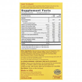 CATALO, Мультивитамины для роста детей, жевательные мармеладки на растительной основе, для детей от 2 лет, апельсин, клубника и вишня, 60 вегетарианских жевательных мармеладок в Москве - eco-herb.ru | фото