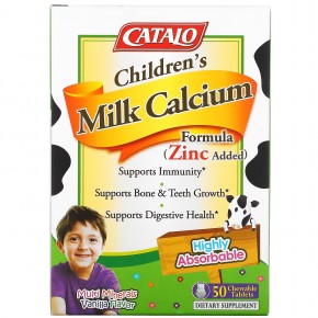 Catalo Naturals, Children's Milk Calcium Formula, ваниль, 50 жевательных таблеток в Москве - eco-herb.ru | фото