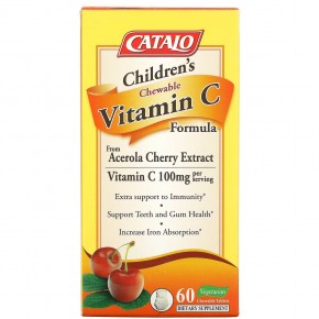 Catalo Naturals, жевательная добавка с витамином C для детей, 100 мг, 60 вегетарианских жевательных таблеток (50 мг в одной таблетке) в Москве - eco-herb.ru | фото