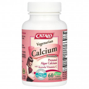 CATALO, Vegetarian Calcium Formula, пренатальный кальций из водорослей с ацеролой и витамином C, 60 вегетарианских таблеток в Москве - eco-herb.ru | фото