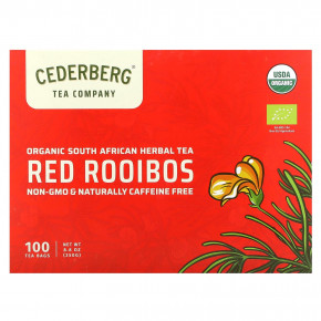 Cederberg Tea Co, органический южноафриканский травяной чай, красный ройбуш, без кофеина, 100 чайных пакетиков, 250 г (8,8 унции) - описание