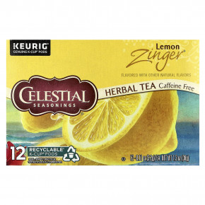 Celestial Seasonings, Herbal Tea, Lemon Zinger®, без кофеина, 12 капсул K-Cup, по 3,2 г (0,11 унции) - описание | фото