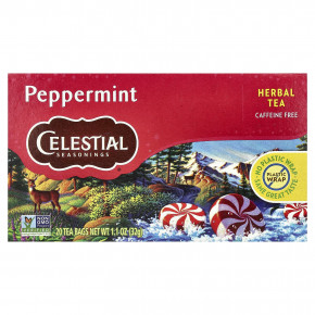 Celestial Seasonings, Herbal Tea, перечная мята, без кофеина, 20 чайных пакетиков, 32 г (1,1 унции) - описание | фото