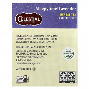 Celestial Seasonings, Herbal Tea, Sleepytime® и лаванда, без кофеина, 20 чайных пакетиков, 30 г (1,1 унции) в Москве - eco-herb.ru | фото