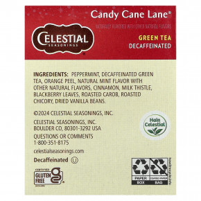 Celestial Seasonings, Holiday Green Tea, Candy Cane Lane®, без кофеина, 18 чайных пакетиков, 35 г (1,2 унции) в Москве - eco-herb.ru | изображение Celestial Seasonings, Holiday Green Tea, Candy Cane Lane®, без кофеина, 18 чайных пакетиков, 35 г (1,2 унции) в Москве - eco-herb.ru | фото