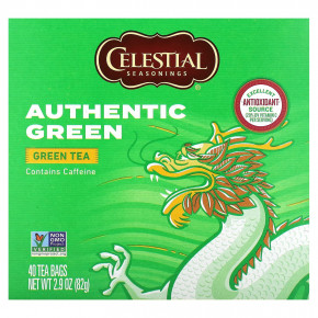 Celestial Seasonings, настоящий зеленый чай, 40 чайных пакетиков, 82 г (2,9 унции) в Москве - eco-herb.ru | фото