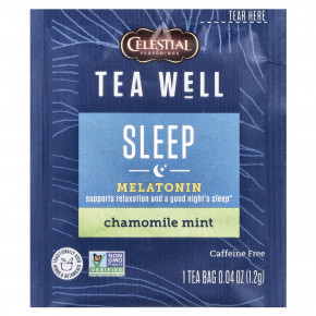 Celestial Seasonings, Sleep, мелатонин, ромашка и мята, без кофеина, 12 чайных пакетиков, 1,2 г (0,04 унции) в Москве - eco-herb.ru | фото