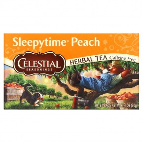 Celestial Seasonings, Sleepytime, травяной чай, без кофеина, персик, 20 чайных пакетиков, 29 г (1,0 унция) - описание