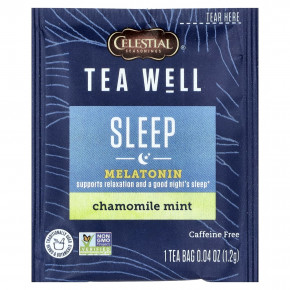 Celestial Seasonings, Tea Well, для сна, ромашка и мята, без кофеина, 12 чайных пакетиков, 14 г (0,5 унции) в Москве - eco-herb.ru | фото