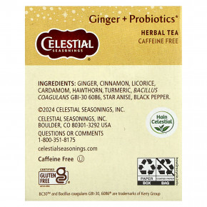 Celestial Seasonings, травяной чай, имбирь и пробиотики, без кофеина, 16 чайных пакетиков, 24 г (0,85 унции) (Товар снят с продажи) в Москве - eco-herb.ru | изображение Celestial Seasonings, травяной чай, имбирь и пробиотики, без кофеина, 16 чайных пакетиков, 24 г (0,85 унции) (Товар снят с продажи) в Москве - eco-herb.ru | фото