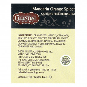 Celestial Seasonings, травяной чай, мандарин и апельсин со специями, без кофеина, 20 чайных пакетиков, 55 г (1,9 унции) в Москве - eco-herb.ru | фото