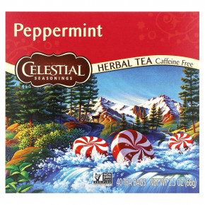 Celestial Seasonings, травяной чай, перечная мята, без кофеина, 40 чайных пакетиков, 66 г (2,3 унции) в Москве - eco-herb.ru | фото