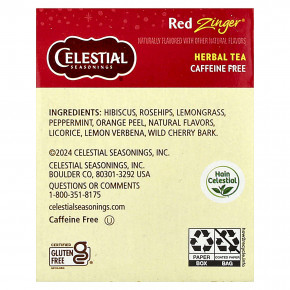 Celestial Seasonings, травяной чай, Red Zinger®, без кофеина, 20 чайных пакетиков, 49 г (1,7 унции) в Москве - eco-herb.ru | фото