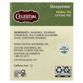 Celestial Seasonings, травяной чай, Sleepytime®, без кофеина, 20 чайных пакетиков, 29 г (1 унция) в Москве - eco-herb.ru | фото