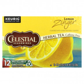 Celestial Seasonings, травяной чай, Zinger, лимон, без кофеина, 12 K-Cup капсул по 3,2 г (0,11 унции) в Москве - eco-herb.ru | фото