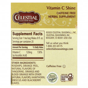 Celestial Seasonings, Vitamin C Shine, без кофеина, 20 чайных пакетиков, 47 г (1,6 унции) в Москве - eco-herb.ru | фото