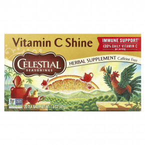 Celestial Seasonings, Vitamin C Shine, без кофеина, 20 чайных пакетиков, 47 г (1,6 унции) (Товар снят с продажи) в Москве - eco-herb.ru | фото