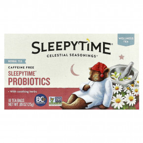 Celestial Seasonings, Wellness Tea, пробиотики Sleepytime®, без кофеина, 18 чайных пакетиков по 25 г (0,89 унции) - описание | фото