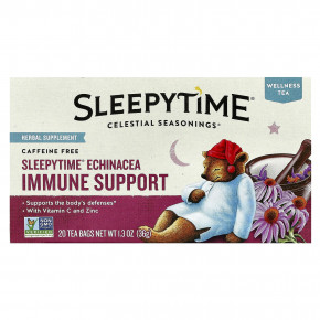 Celestial Seasonings, Wellness Tea, Sleepytime® для поддержки иммунитета и эхинацеи, без кофеина, 20 чайных пакетиков, 36 г (1,3 унции) - подробнее Celestial Seasonings, Wellness Tea, Sleepytime® для поддержки иммунитета и эхинацеи, без кофеина, 20 чайных пакетиков, 36 г (1,3 унции) - описание