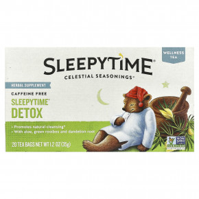 Celestial Seasonings, Wellness Tea, Sleepytime®, выведение токсинов, без кофеина, 20 чайных пакетиков, 35 г (1,2 унции) - описание