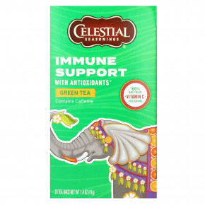 Celestial Seasonings, зеленый чай, поддержка иммунитета с антиоксидантами, 20 чайных пакетиков, 41 г (1,4 унции) в Москве - eco-herb.ru | фото