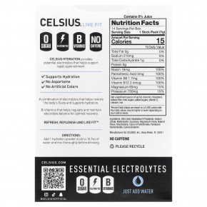 Celsius, Live Fit, увлажнение, незаменимые электролиты, без кофеина, арктическая вишня, 14 стиков в виде порошка, по 7,43 г (0,26 унции) в Москве - eco-herb.ru | фото