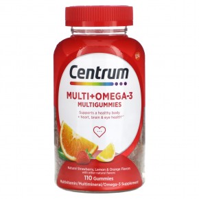 Centrum, Multigummies + Omega-3, натуральная клубника, лимон и апельсин, 110 жевательных таблеток в Москве - eco-herb.ru | фото