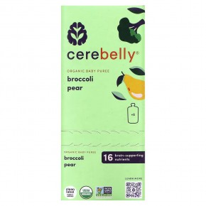 Cerebelly, Organic Baby Puree, Broccoli Pear, 6 Pouches, 4 oz (113 g) Each в Москве - eco-herb.ru | фото