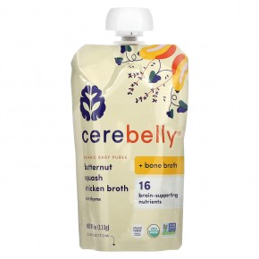 Cerebelly, Organic Baby Puree, Butternut, Squash, Chicken Broth with Thyme, 6 Pouches, 4 oz (113 g) Each в Москве - eco-herb.ru | фото