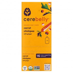 Cerebelly, Organic Baby Puree, Carrot Chickpea with Ginger, 6 Pouches, 4 oz (113 g) Each в Москве - eco-herb.ru | фото