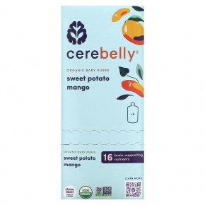 Cerebelly, Organic Baby Puree, Sweet Potato, Mango, 6 Pouches, 4 oz (113 g) Each - описание