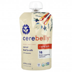 Cerebelly, Органическое детское пюре, морковь, говяжий бульон с розмарином, 6 пакетиков по 113 г (4 унции) в Москве - eco-herb.ru | фото