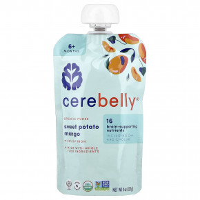 Cerebelly, органическое пюре, для детей от 6 месяцев, батат и манго, 6 пакетиков по 113 г (4 унции) в Москве - eco-herb.ru | фото